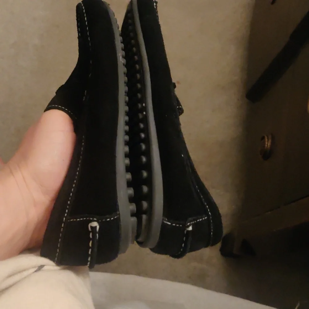 Dar2 Boy/Girl Black Suede Leather Mocassin/Loafer Sz 1 (32) Y2K Luxury Retro